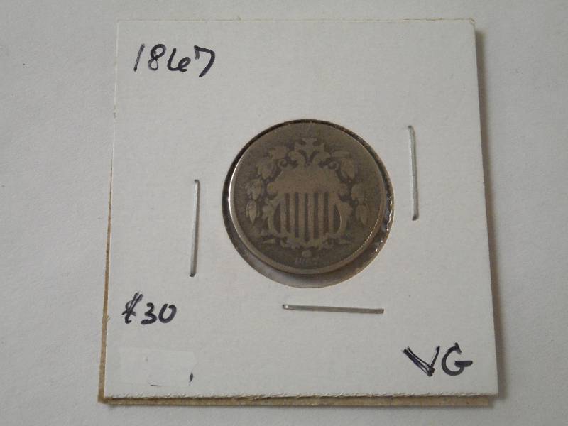 1867 Shield Nickel, Very Good Grade...
