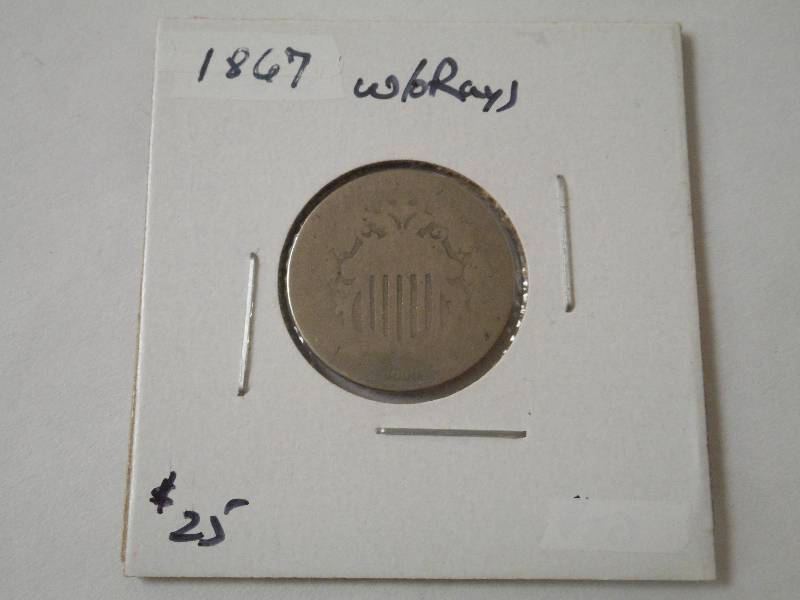 1867 Shield Nickel Without Rays, Ci...