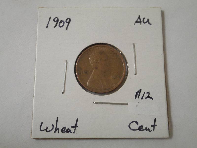 1909 Lincoln Wheat Cent, AU Grade ...
