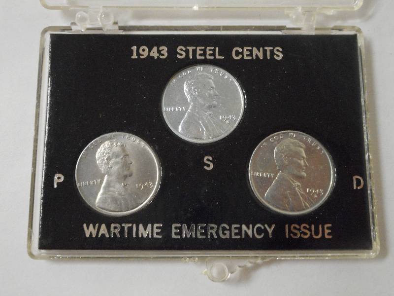 1943 P-D-S Steel Cent Set, Wartime ...