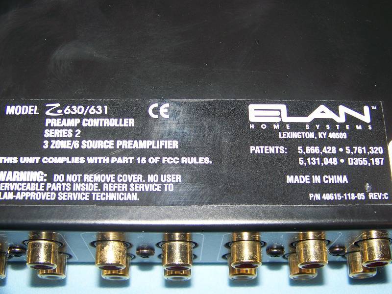 2 Elan Series Pre Amp Controller Z630/631 Series 1   3 Zone