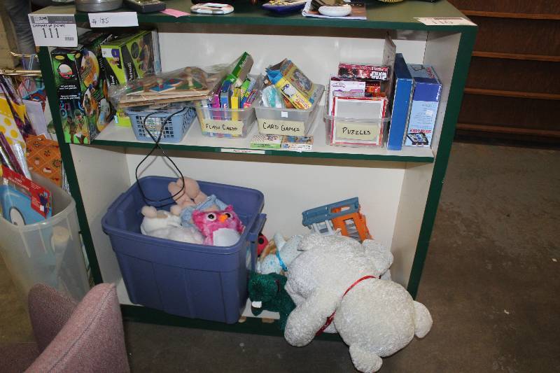 Contents of Shelves Including Games Toys
