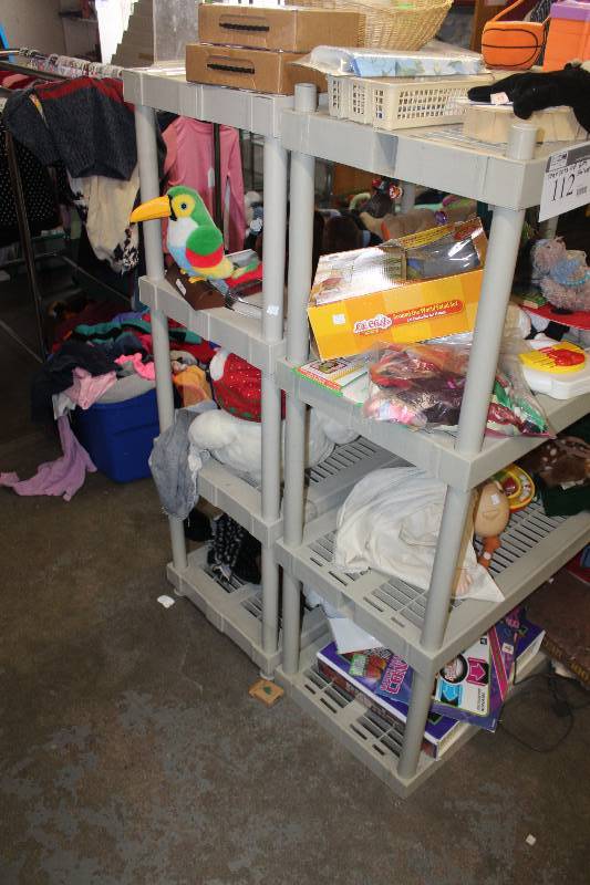 Lot of (2) 4-Shelf Plastic Racks