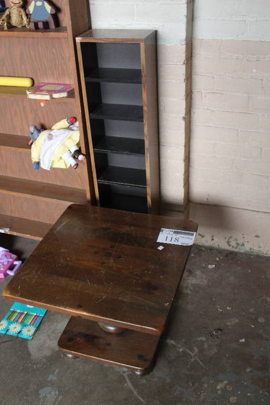 Lot of (2) Furniture Including Book Case Table