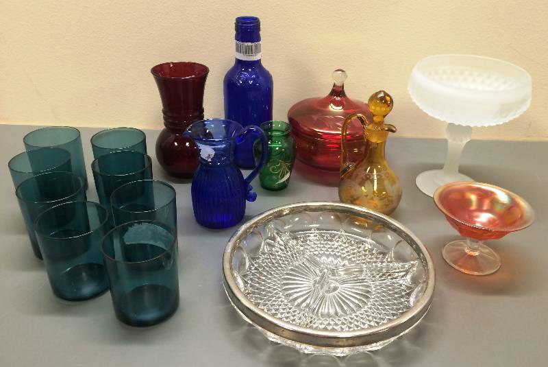 Collectibles Lot Glass All In Excellent Condition but Amber Bottle Cruet has crack