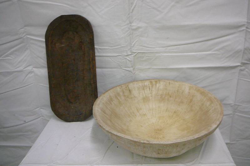 Large Wooden Bowl & Wooden Tray