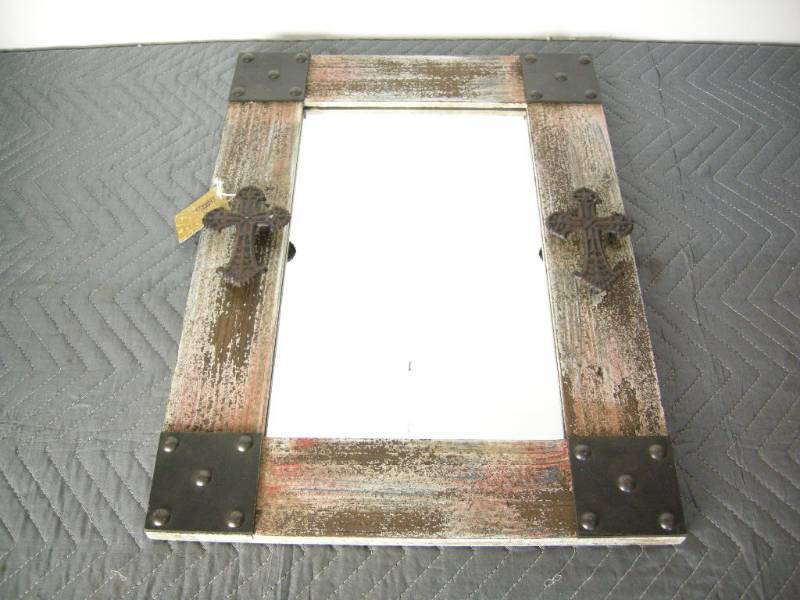lot 58 image: Distressed Look Mirror