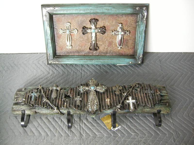 lot 82 image: Cross Frame & Coat Hook