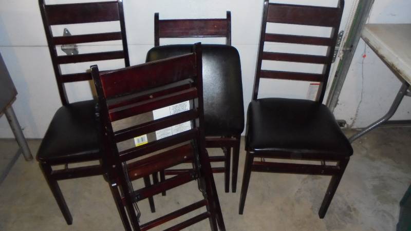 Lot - 4 Wood Folding Chairs