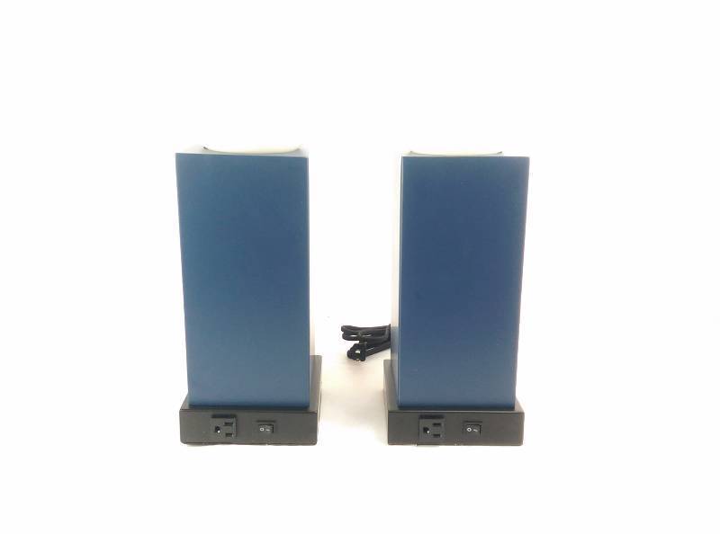 Siena Modern Square Blue Table Lamp Set with Round Ball Light