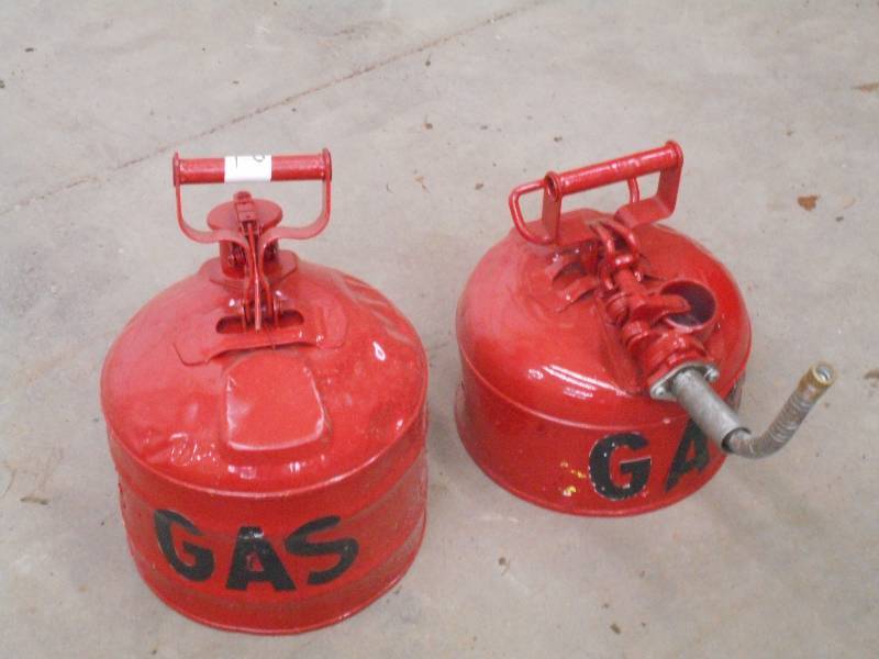 lot 9 image: Lot Of (2) 1.5-Gallon Steel Gas Can...