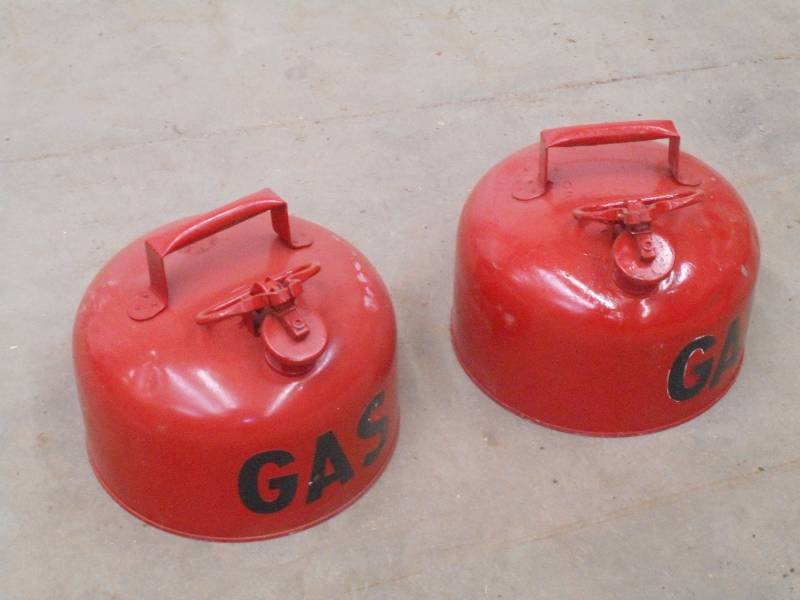 lot 11 image: Lot Of (2) 2-Gallon Steel Gas Cans ...