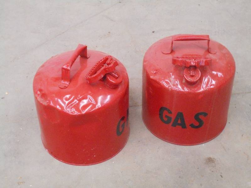 lot 12 image: Lot Of (2) 4-Gallon Steel Gas Cans ...