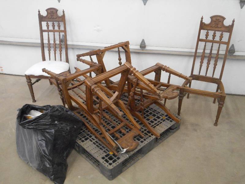 lot 95 image: Set Of (6) Vintage High Back Wood C...