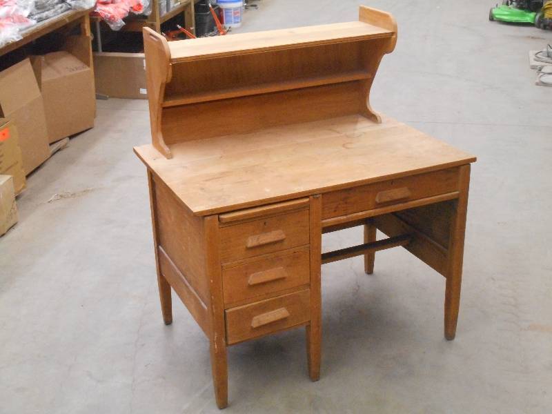 lot 96 image: Vintage Wooden Desk With Drawers ...