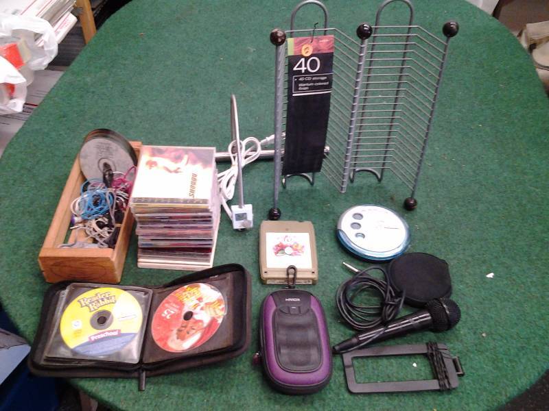 Cds, Cd Rack, Portable Speaker, Head Phones, Microphone