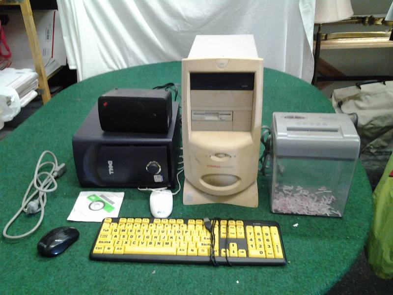 Compaq Computer, Keyboard, Mouse, 2-Speakers, Paper Shredder-Works