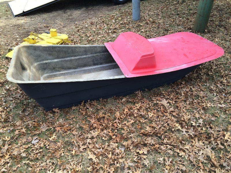 Fiber glass Sled  boat  Measures 90 long x 35 wide