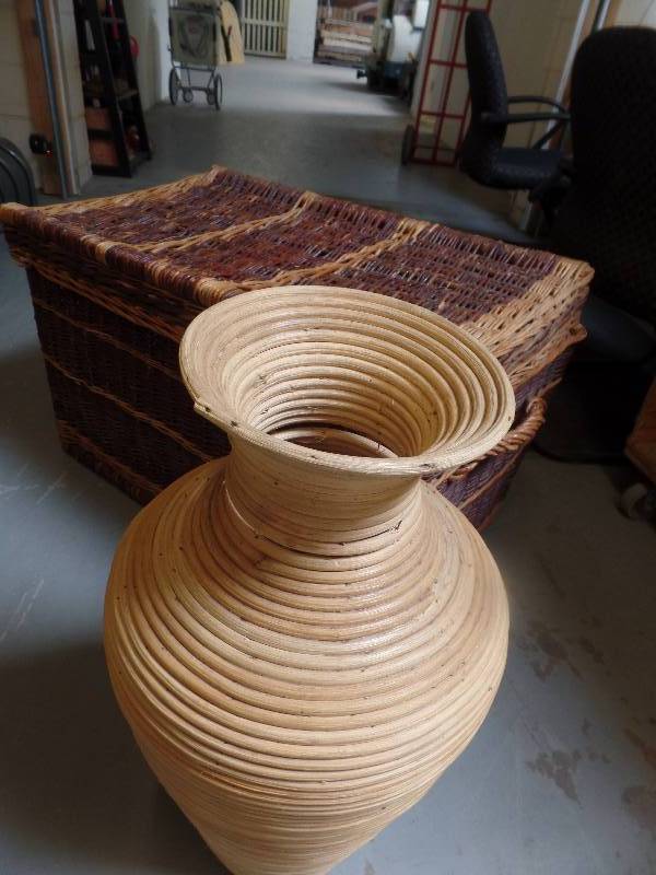 Wicker Chest and Vase