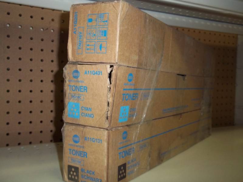 lot 1 image: New Toner Konica Minolta A11G131 Black, A11G431 Cyan, A11G231 Yellow