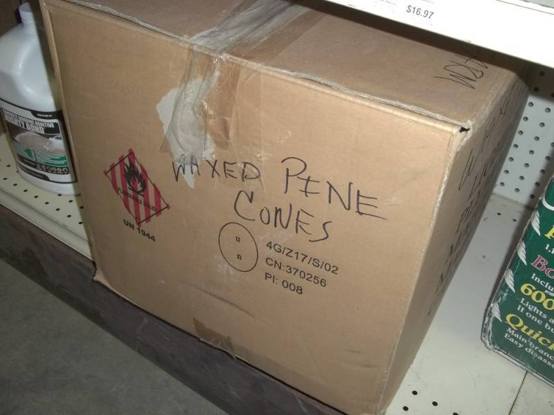 lot 123 image: Large box of Waxed Pinecones