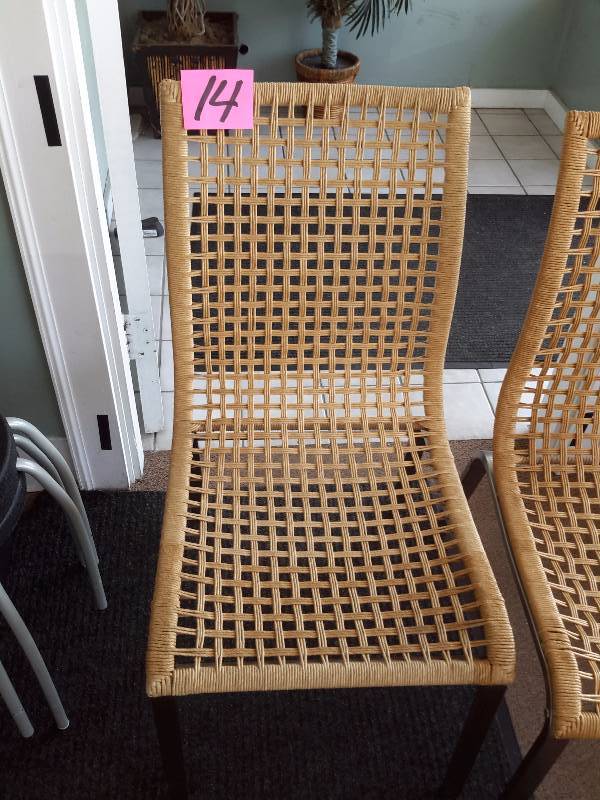 lot 14 image: 2 WickerRope type side chairs