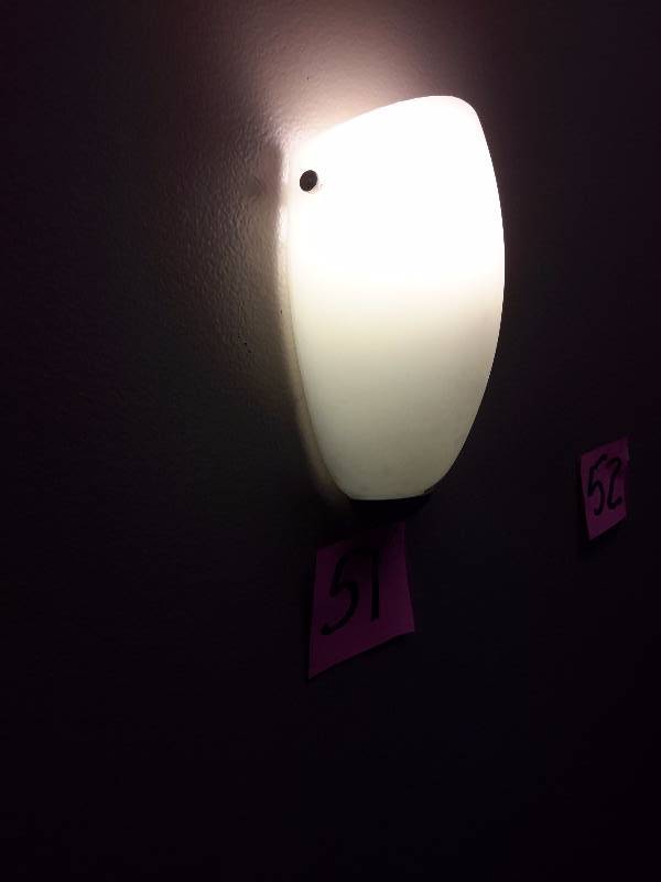 lot 51 image: 7, Wall Sconces.. Frosted Glass.  5 12 in w x 9 in