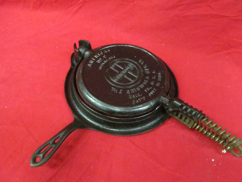 lot 12 image: cast iron Griswold waffle iron