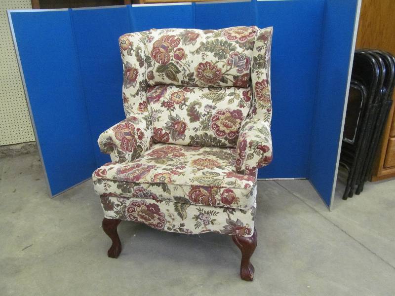 lot 28 image: vintage wing back chair