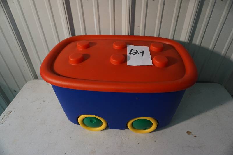 Lego Brand Wheeled Toy Box With Assorted Small Toys