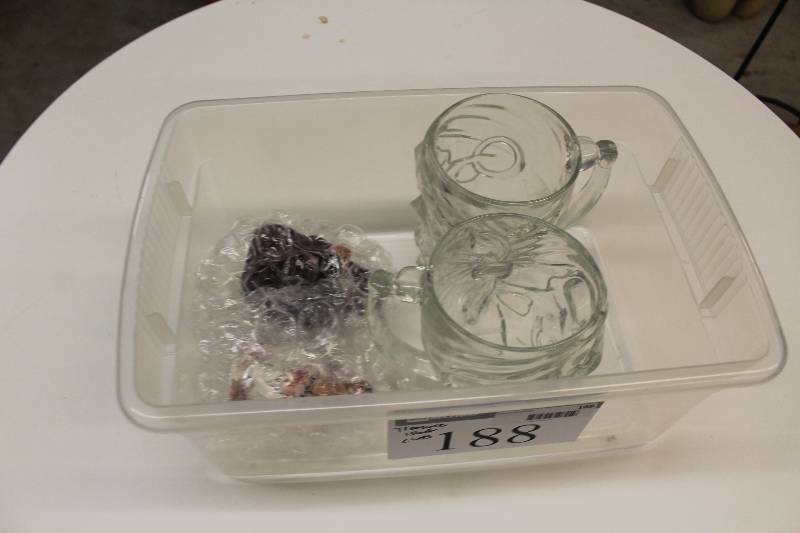 Lot of (5) Decorative Glassware Including Salt&Pepper Shakers Treasure Island Bowl 2-Mugs