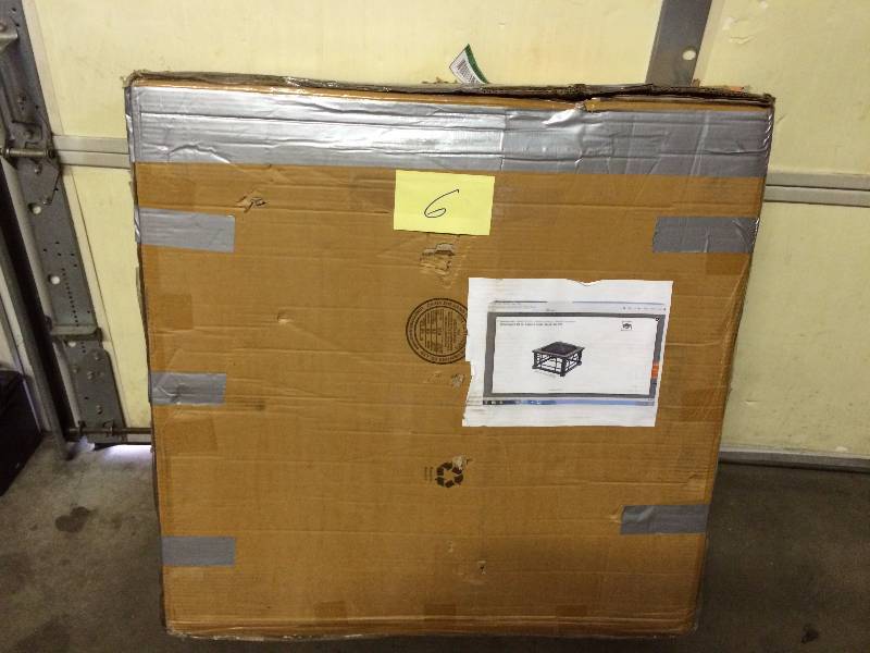 lot 6 image: Hampton Bay Woodspire 30 in. Square Slate Steel Fire Pit New