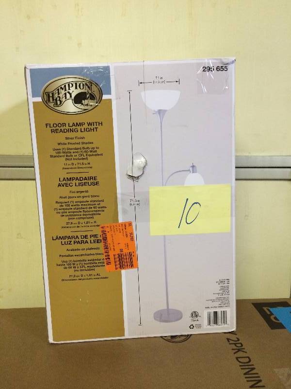 lot 10 image: Floor Lamp with Reading Light Silver New