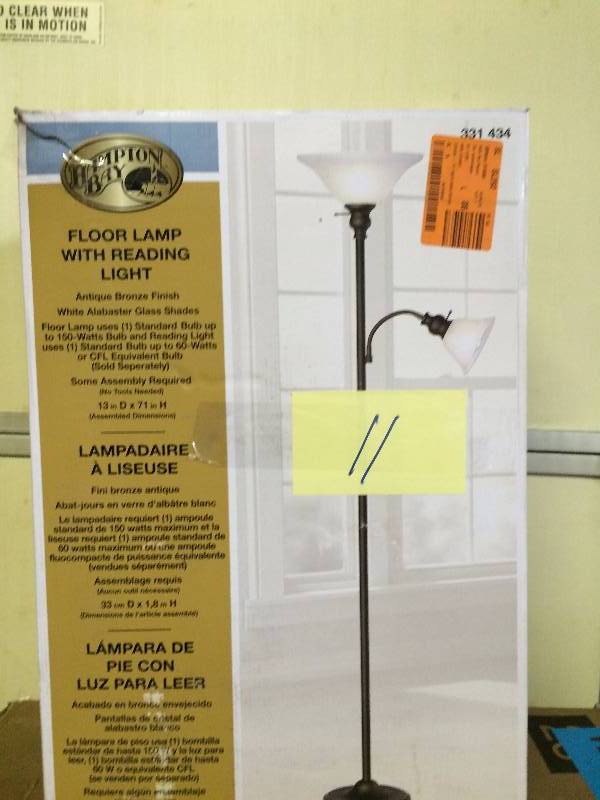lot 11 image: Floor Lamp with Reading Light Antique Bronze New