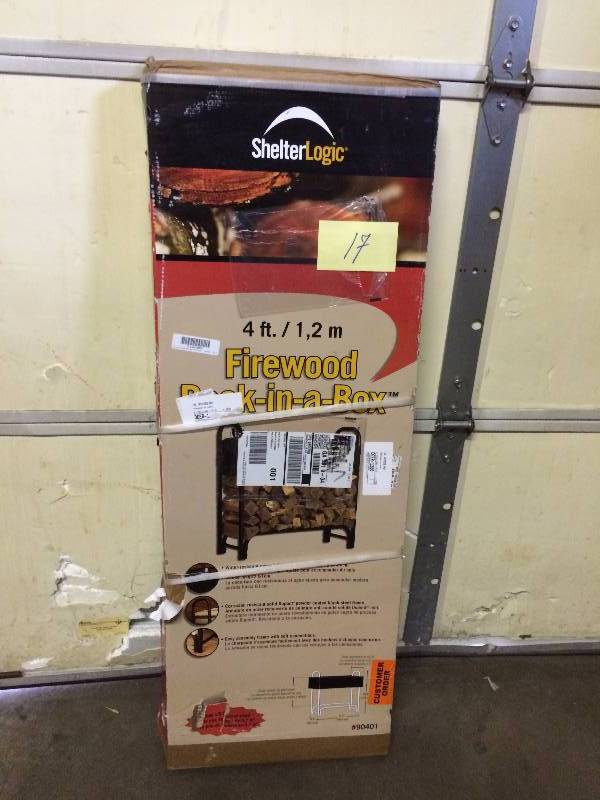 lot 17 image: Shelter Logic 4 ft. Firewood Rack with Cover