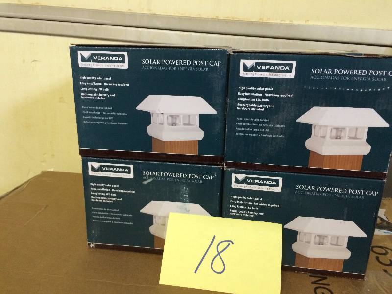 lot 18 image: Lot of 4 New Veranda 4 in. x 4 in. White Solar-Powered Post Cap