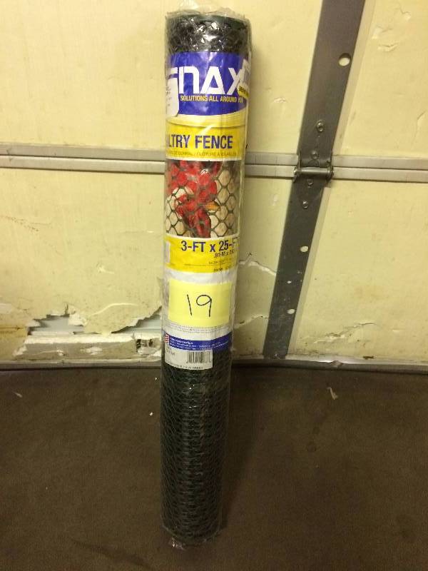 lot 19 image: Tenax 3 ft. x 25 ft. Black Poultry Hex Fence New