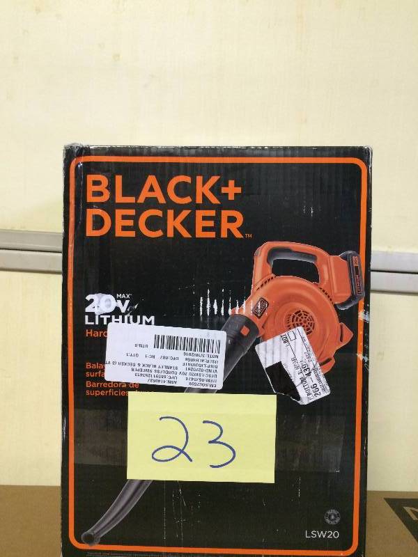lot 23 image: Black and Decker 120 mph 120 CFM 20-Volt Cordless Lithium-Ion Sweeper