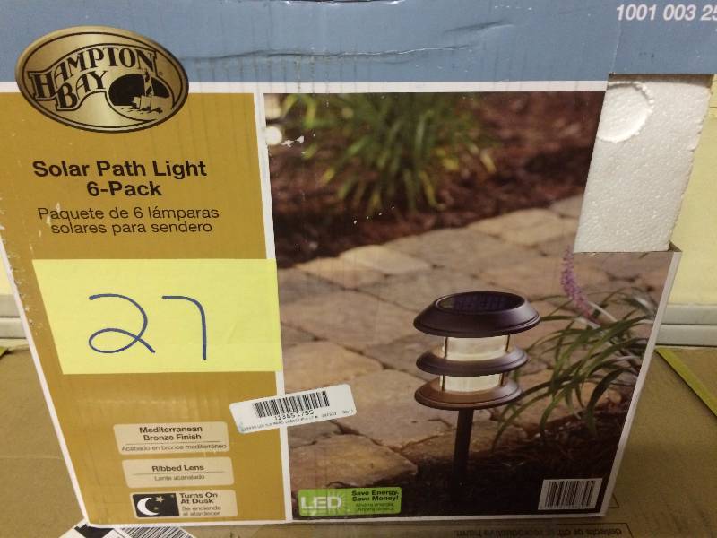 lot 27 image: 3-Tier Bronze Solar LED Backyard Pathway Lawn Stake Lights