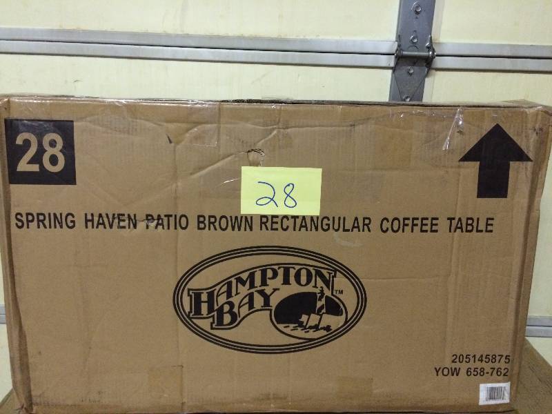 lot 28 image: Hampton Bay Spring Haven Brown All-Weather Wicker Patio Coffee Table New