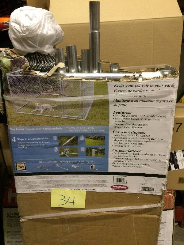 lot 34 image: Fencemaster Dog Kennel 7.5 ft. x 7.5 ft. x 4 ft. Boxed Kennel