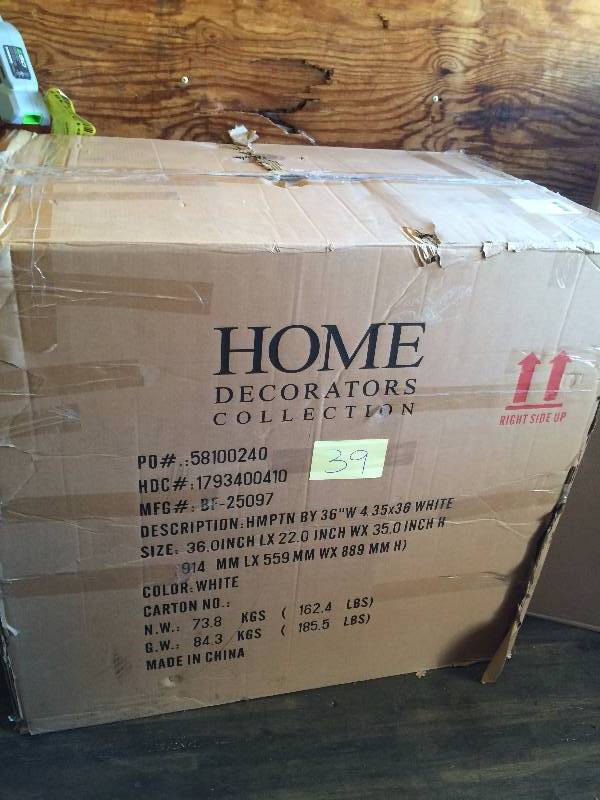lot 39 image: Hampton Bay 36W Bath Vanity  4 drawer  sink 35 x 36x 22
