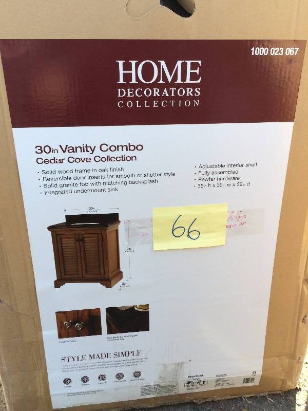 lot 66 image: Cedar Cove 30 in. Vanity in Oak with Granite Vanity Top in Blue Butterfly