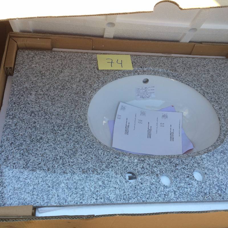 lot 74 image: Pegasus Bathroom 37 in. W Granite Vanity Top in Napoli with White Basin and 8 in