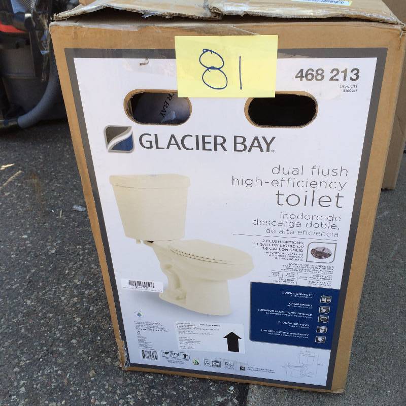 lot 81 image: Glacier Bay 2-piece 1.1 GPF 1.6 GPF High Efficiency Dual Flush Elongated Toilet New