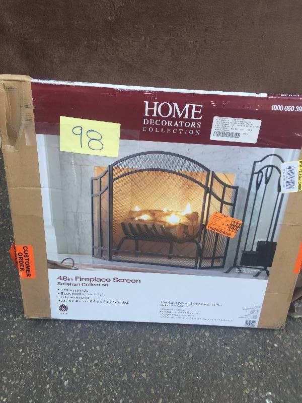 lot 98 image: Home Decorators Collection Emberly Black 1-Panel Fireplace Screen with Doors