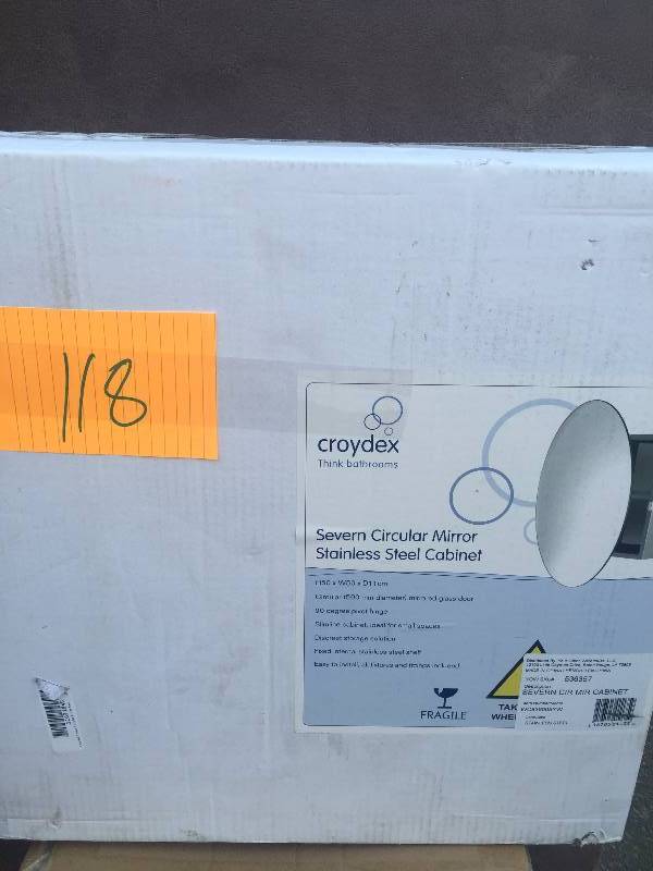 lot 118 image: Croydex WC836005YW Stainless Severn Severn Circular Mirror Medicine