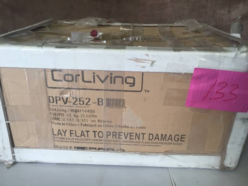lot 133 image: CorLiving B-252-VPD Tapered Full Back Adjustable Bar Stool in Red Leatherette New