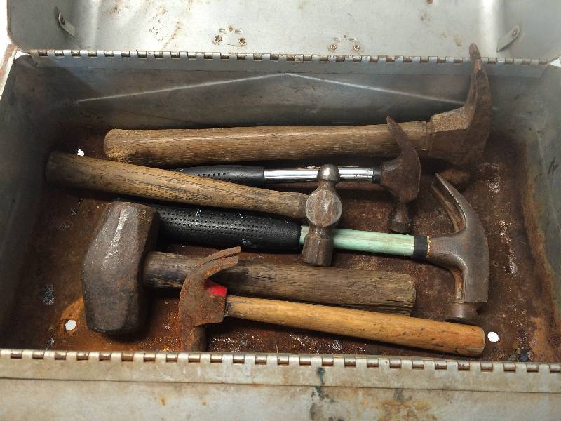 Metal Tool Box With Hammers Tools, Shop, And Accessories KBID