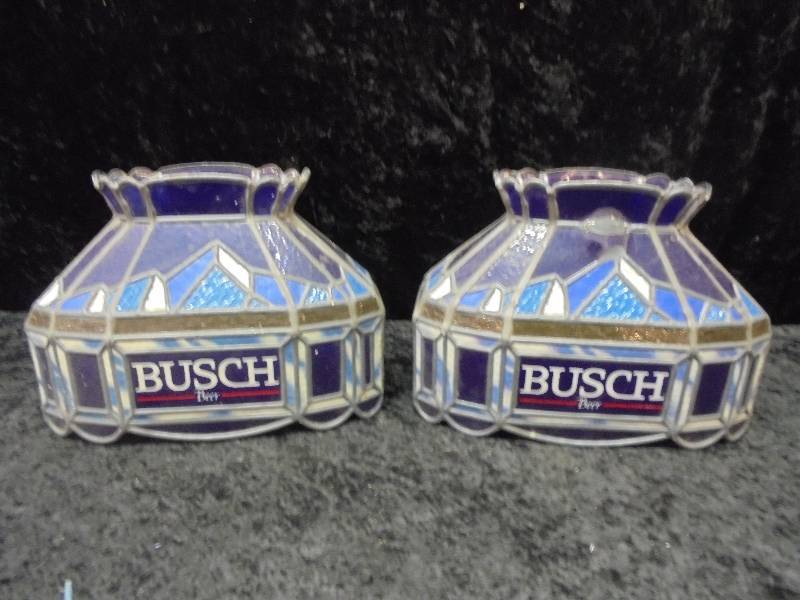 lot 8 image: Pair - BUSCH Beer Bar Light Shades